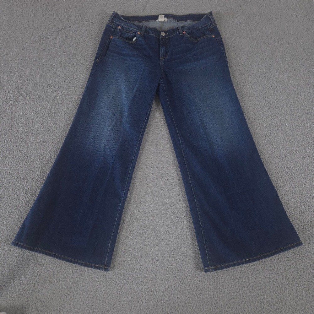 Torrid Jeans Womens 16 Tall Blue Festi Wide Leg Dark Wash Stretch‎ Denim Pants